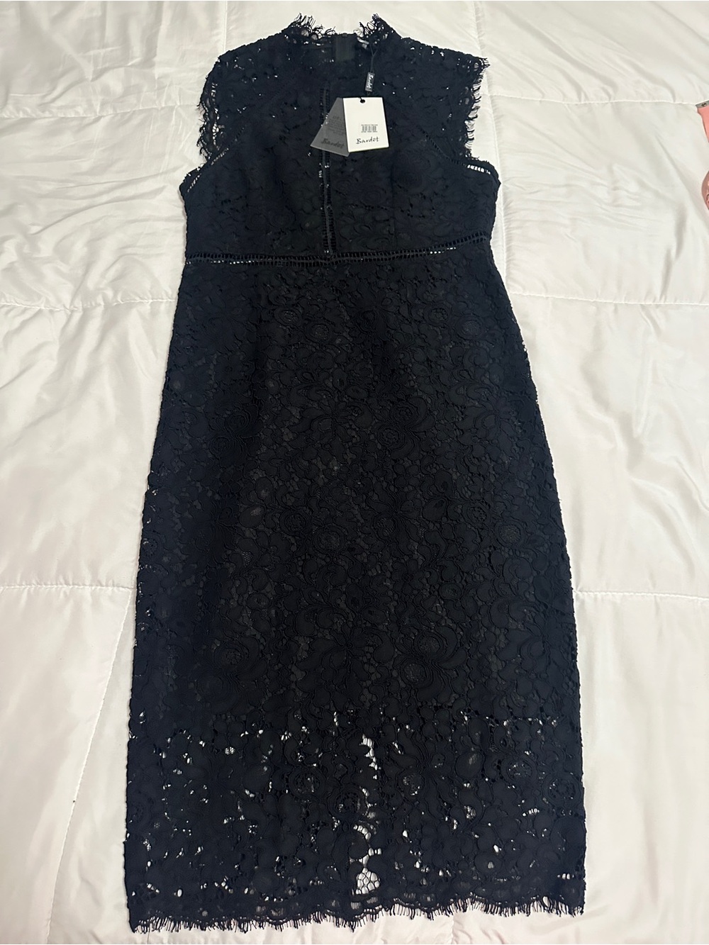 Bardot Black Floral Lace High-Neck Cocktail Dress US Size 6 NWT